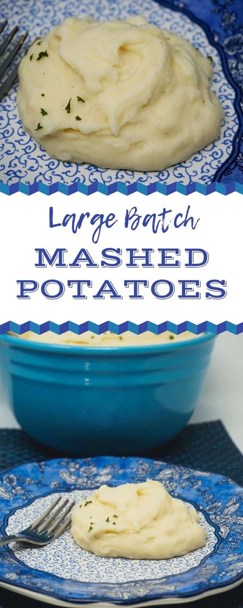 Mashed Potatoes are made to be smooth and creamy. No lumpy potatoes for me, thank you. We're making them buttery and full of flavor thanks to a special ingredient. This Mashed Potato recipe is a real crowd-pleaser! | Mashed Potatoes for a crowd | Mashed Potatoes with Evaporated Milk | Mashed Potatoes Recipe with Diabetic Substitutions | Creamy Mashed Potatoes Recipe | #Potatoes #SideDishes #Thanksgiving #Dinner #Recipes Large Batch Mashed Potatoes, Mashed Potatoes For A Crowd, Sweet Mashed Potatoes, Potatoes For A Crowd, Stovetop Appetizers, Mashed Potatoes Thanksgiving, Creamy Mashed Potatoes Recipe, Mashed Potato Recipe, Easy Mashed Potatoes