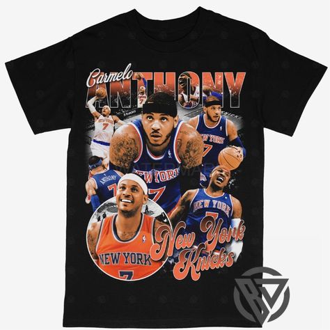 Beyond Dope   Carmelo Anthony Tee Shirt New York Knicks NBA Basketball Graphic Tees Celebrities, Graphic Tee Outfit Men, Basketball Streetwear, Bootleg Design, Nba Shirt, Vintage Rap Tees, Hoodie Model, Sweatshirt Model, Ny Knicks