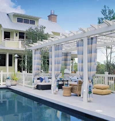 . Poolside Cabana, Pool Cabana, Pergola Design, Patio Style, House With Porch, Outside Living, Pergola Designs, Pool Patio, Outdoor Oasis