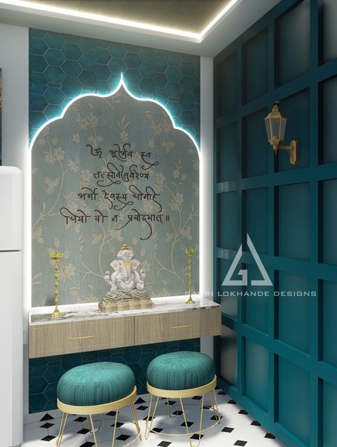 #grandinteriors #grandeur #trendingdesignindeas #trending #trendinginteriordesign #trendinginterior #poojaghardesigns Pooja Ghar Design, Pop Wall Design, Mandir Design Puja Room, Mandir Design, Temple Design For Home, Interior Design Drawings, Ganpati Decoration Design, Pooja Room Door Design, Interior Design Dining Room