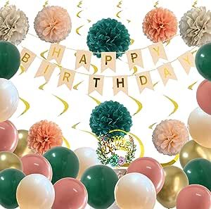 Green Happy Birthday, Happy Birthday Floral, Blush Decor, Floral Cake Topper, Woman Birthday Party, Gold Birthday Party, Happy Birthday Cake Topper, Happy Birthday Parties, Happy Birthday Banner