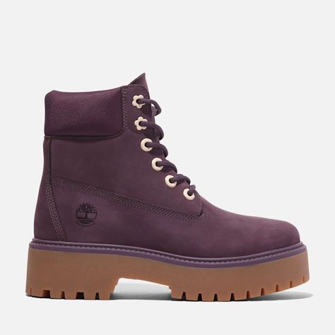 Women's Stone Street 6-Inch Lace-Up Waterproof Boot Timberland Kinsley Boots, Timberland 6 Inch Field Boots, Womens Timberland Boots, Purple Timberland Boots, Timberland Heels, Timberland Boots Women, Stone Street, 6 Inches, Waterproof Boots