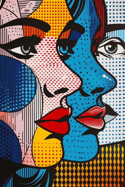 #popart#digitalart#roylichtenstein Roy Lichtenstein Pop Art Artworks, Pop Art Tutorial, Pop Art Roy Lichtenstein, Fabric Moodboard, Roy Lichtenstein Pop Art, Lichtenstein Pop Art, Trippy Pictures, Pop Art Artists, Pop Art Images