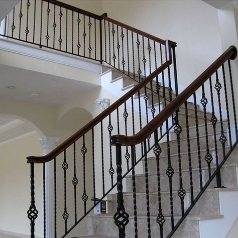 Wrought Iron Stair Spindles, Iron Stair Spindles, Wrought Iron Porch Railings, Interior Handrails, Iron Staircase Railing, Iron Stair Balusters, درابزين السلم, Custom Wine Room, Indoor Railing