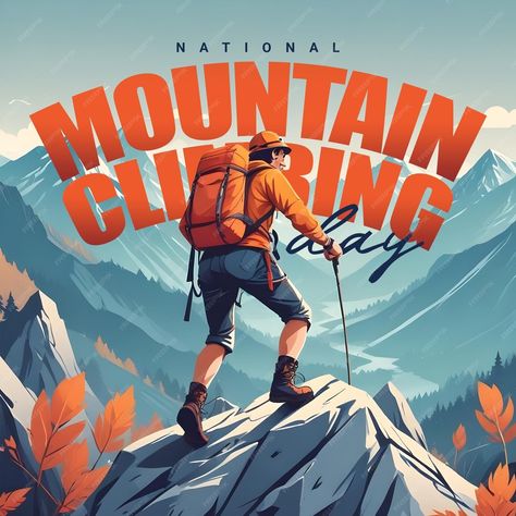 Premium PSD | National Mountain Climbing Day Adventure Social Media Post Template Banner Fb Banner, Social Media Post Template, Feed Ig, Header Banner, Psd Template Free, Youtube Banners, Mountain Climbing, Stationery Templates, Business Card Maker