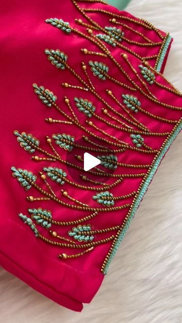 French Knot Design In Aari, Knot Work Blouse Designs, French Knot Blouse Designs, French Knot Aari Work Design, Knot Blouse Design, Knotted Blouse, Aari Work Blouse, Maggam Work Blouses, French Knots