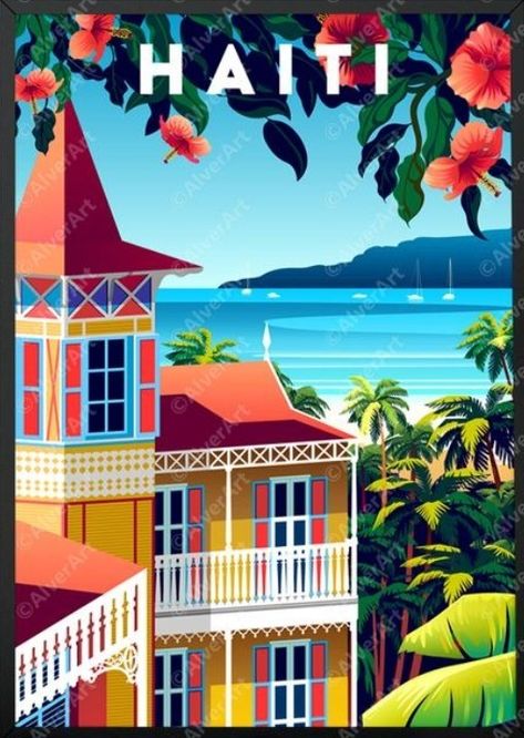 Caribbean Poster, Travel Signs, Land Mark, Automobile Advertising, Decoration Restaurant, Caribbean Art, Travel Globe, Retro Travel Poster, Travel Cards