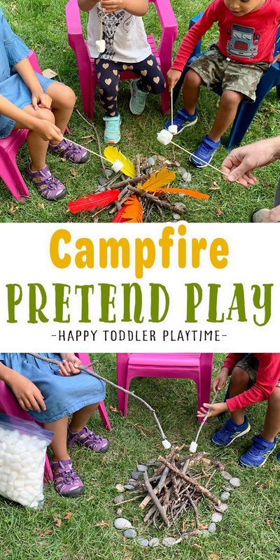 Campfire Pretend Play is summer activity for kids. Let your little one make their own campfire to roast marshmallows, sing songs and more! Vacation Activities For Preschool, Camping Activities For Toddlers, Easy Summer Activities, Camping Dramatic Play, Summer Activity For Kids, Camping Theme Preschool, Summer Crafts For Toddlers, Summer Activities For Toddlers, Forest Crafts