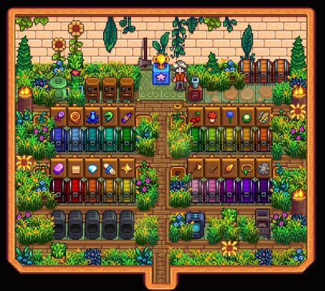 Finally got around to organising my shed 🥺 there are some finishing touches I’d like to add but I just wanted to share 🙂 : StardewValley Stardew Valley Organization, Stardew Valley Furnace, Stardew Farm, Stardew Farms, Stardew Valley Layout, Stardew Valley Tips, Stardew Valley Farms, Home Gym Design Garage, Craft Shed