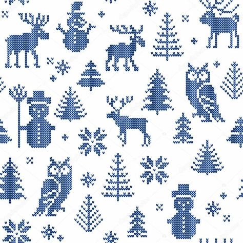 Duplicate Stitch Christmas Patterns, Fair Isle Charts Nordic, Owl Knitting, Nordic Patterns, Duplicate Stitch, Fair Isle Chart, Xmas Cross Stitch, Cross Stitch Christmas, Embroidery Christmas