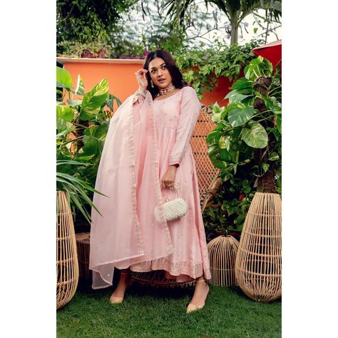 Anum Jung on Instagram: “Showcased here is a light pink Anarkali suit set. The Anarkali has mesmerising thread embroidery with sequence. Paired with comfortable…” Light Pink Anarkali Suits, Light Pink Anarkali, Pink Anarkali Suits, Pink Anarkali, Anarkali Suit, Anarkali Suits, Thread Embroidery, Suit Set, Anarkali