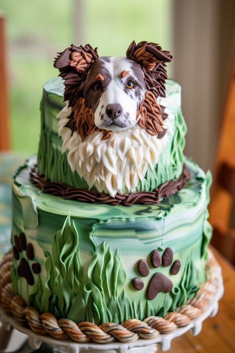 Delightful Australian Shepherd Cake Ideas for a Memorable Party Dog Theme Cake Ideas, Dog Theme Cake, Puppy Cakes, Easy Birthday Cake Recipes, Dog Birthday Cake Recipe, Puppy Cake, Dog Birthday Cake, Dog Cakes, Biscuit Cake