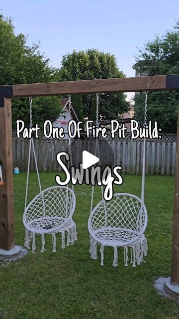 Outdoor Patio Swings For Adults, 3 Swings Around Fire Pit, Fire Pit Swings Circle, Backyard Fire Pit With Swings, Wooden Swings Outdoor, Outdoor Swings For Adults Diy, Fire Pit Set Up, Hammock Fire Pit Ideas, Firepit Swings Backyard