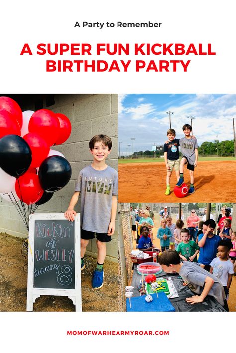 Kickball Party Ideas Birthdays, Kickball Game Ideas, Sports Birthday Party At Park, Sports Kids Birthday Party, Kickball Tournament Ideas, Dodgeball Birthday Party, Kickball Birthday Party, Kickball Party Ideas, Cottage Games