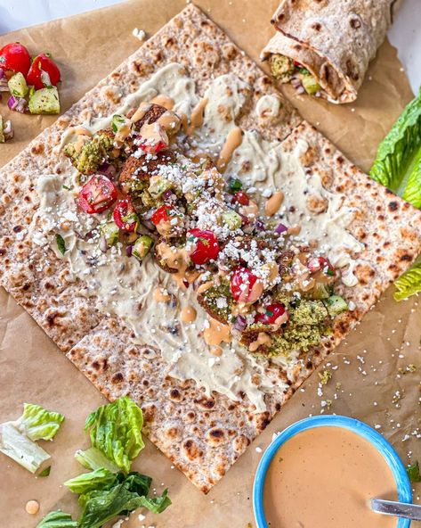 Falafel Lavash Wrap — The Global Vegetarian Falafel Wrap Aesthetic, Lavash Wrap Recipes, Lavash Wrap Ideas, Falafel Pizza, Lavash Wrap, Lavash Recipes, Lavash Flatbread, Lavash Bread, Falafel Sandwich