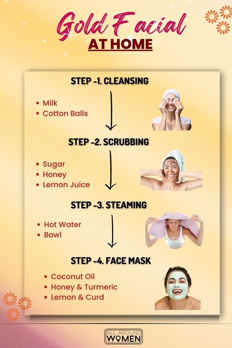 Gold Facial, Beginner Skin Care Routine, Facial At Home, Face Skin Care Routine, Skin Face Mask, Clear Healthy Skin, Diy Skin Care Routine, Natural Face Skin Care, Skin Care Face Mask