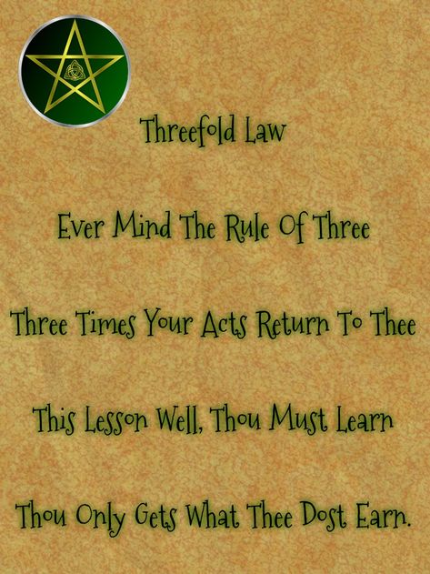 Wicca and Magick Spells - Witchy Wiccan Moon Goddess Three Fold Law #karma #wicca #wiccans #harmnone #witchcraft Rule Of 3 Wiccan, Law Of Three Wiccan, The Law Of Three, Rule Of Three Wiccan, Karma Spell White Magic, Spell For Karma, Karma Chant Spell, Send Karma Back Spell, Three Fold Law