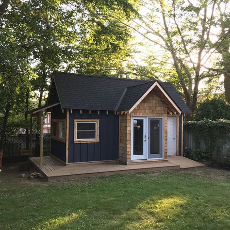 Crowned Oak Design Build on Instagram: “The fôrt - board & batten stain is done! On to the cedar shake and trim. #thefôrt #benjaminmoore #boardandbatten #halenavy #exteriorsiding…” Cabin Board And Batten, Board On Board Siding, Cedar Shake And Board And Batten Siding, Board And Batten And Cedar Shake Siding, Cedar Shake House Exterior, Cedar Shakes On Gables House, Black Cedar Shake Siding, Black Board And Batten Exterior, Board And Batton Exterior