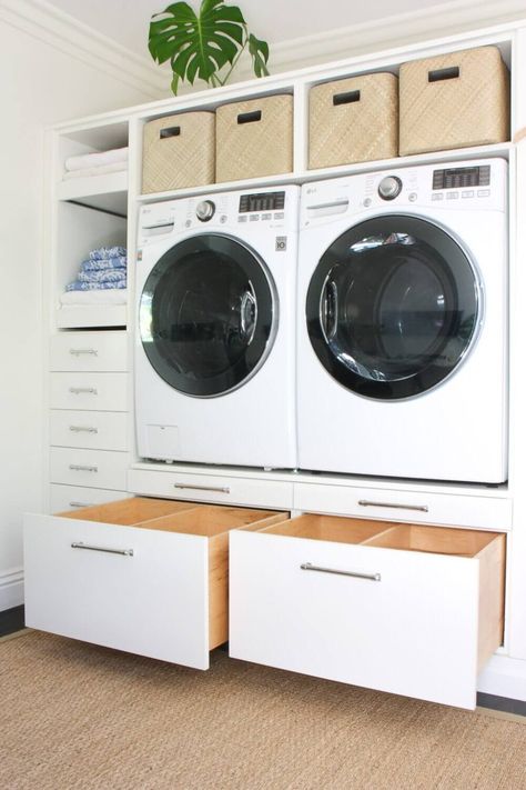 Shelf Esteem: The Only 3 Laundry Room Shelves You Need! Shelves In Laundry Room, Laundry Shelves, Small Laundry Room Makeover, Dream Laundry Room, Laundry Room Flooring, Laundry Room Closet, Laundry Room Layouts, Laundry Cabinets, Laundry Room Renovation