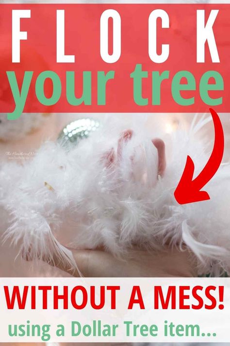 Flock Your Christmas Tree WITHOUT the Mess! WOW! This is the EASIEST way to get that snowy Christmas tree look! Great DIY Christmas project!! I love the look of a flocked tree, but don't want the mess of sticky, stinky sprays! This is better! #snowychristmastree #DIYsnowychristmastree #snowychristmastreeideas #whitechristmastree Fake Flocked Christmas Tree, Flocking Your Own Christmas Tree, Faux Flocking Christmas Tree, Diy Snow On Christmas Tree, Adding Snow To Christmas Tree, Faux Flocked Christmas Tree, How To Make Fake Snow For Christmas Tree, Fake White Christmas Tree, Diy Christmas Tree Flocking