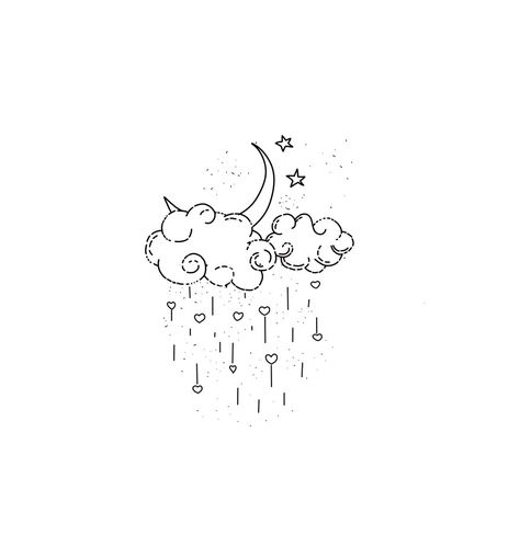 Rain and the moon. #art #artwork Rain Related Tattoo, Come Rain Or Shine Tattoo, Moon And Rain Cloud Tattoo, Moon Rain Tattoo, Night Rain Tattoo, Cute Rain Tattoos, Rainy Tattoo Ideas, Dainty Rain Tattoo, Clouds And Rain Tattoo