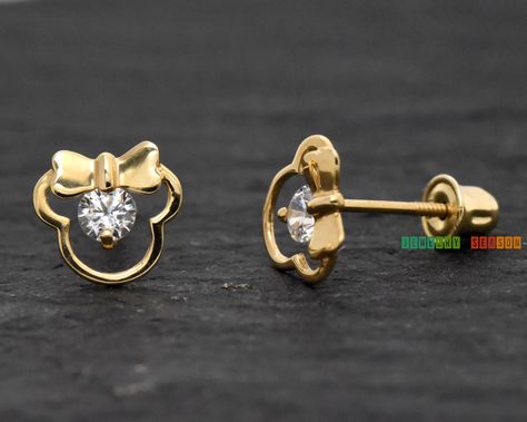 Mouse Earrings, Minnie Mouse Earrings, Gold Mangalsutra Designs, Baby Earrings, Gold Mangalsutra, Baby Jewelry, Kids Earrings, Cute Mouse, Gold Earrings Designs