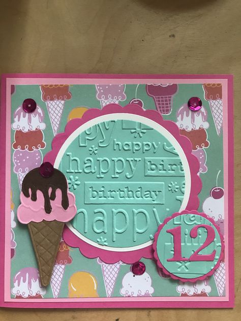 Stampin Up 2nd Birthday Cards, Happy Birthday Embossing Folder Ideas, Diy Cards Birthday, Happy Birthday Embossing Folder, Embossing Folder Cards, Homemade Birthday, Homemade Birthday Cards, Birthday Scrapbook, Girl Birthday Cards