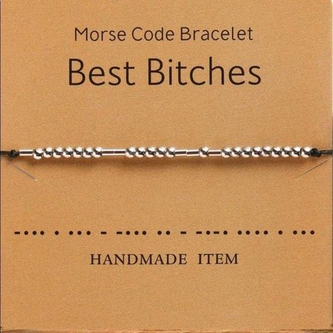 Nwt Morse Code Bracelet Silver Beads On Silk Cord Secret Message Best Bitches Bracelet Gift Jewelry For Her Silver Beads, Waxed Cord Sizeadjustable Braceletbracelet Size About 16cm-28cm/6.3inch-11inchbeads2mmdesigned To Leave On Through Daily Wear Including Baths Bracelet Ideas Morse Code, Norse Code Bracelet, Bff Morse Code Bracelet, Funny Morse Code Bracelets, Best Friend Morse Code Bracelet, Morse Code Ideas, Morse Code Bracelet Ideas, Mores Code Bracelet, Bff Bracelets Diy