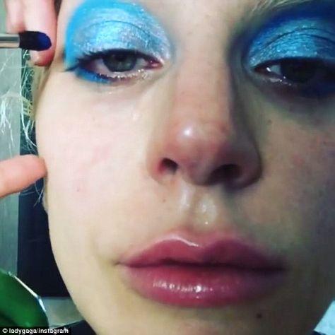 Grammys 2016 sees Lady Gaga cry as she prepares for David Bowie ... Lady Gaga Nose, Lady Gaga Grammy, Grammys 2016, Anti Aging Face Mask, Lady Gaga Photos, Makeup Ads, Her Makeup, Bad Kids, Blue Makeup