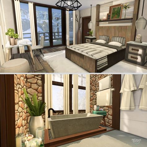 The Sims 4 Bedroom Master Suite, Modern Mountain Lodge, Sims Design, Rehab House, Casas The Sims Freeplay, Bloxburg Hacks, Sims 4 House, House Flipper, Sims 4 Gallery