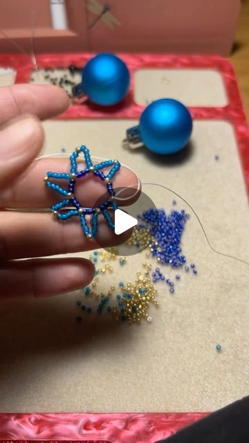 Vals Beautiful Beadwork on Instagram: "The Beginning of a Beaded Ornament Earrings.. #beads #beadwork #beaded #beadedjewelry #beadedornaments #fyp #explore #viral #trend #reels #instagram #instadaily #instalike #instagood #insta #everyday #everyone #diy #diycrafts #diyprojects #crafts #tutorial #beading #indigenous #valsbeautifulbeadwork #love #foryou" Beading Indigenous, Advent Ornaments, Indigenous Beadwork, Beaded Hearts, Ornament Earrings, Earrings Beads, Beadwork Designs, Beautiful Beadwork, Beaded Christmas Ornaments