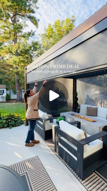 Alina Peerzada on Instagram: "Amazon Louvered Pergola & Screens 😭

Comment SAVE below to receive a DM with the link to shop this post on my LTK ⬇ https://liketk.it/4Tz66 #ltkxprimeday #ltkvideo #ltkseasonal

Shop my best selling Amazon louvered pergola on an incredible deal for Prime Day from @miradoroutdoor !!! 
And guess what?! We just added the coolest UV resistant pull down sun shades for added privacy!!! They help block the sun, wind, rain and bugs out! My louvered pergola is leak proof in the rain and equipped with a built in drainage system so you can enjoy the outdoors all year round!  This has to be the best addition to my patio hands down!! 

Use my 5% stackable discount code (ALINAHOME5) for all 111S pergolas and deck box models, valid from October 8th through October 13th!! Do Outdoor Pergola Ideas, Austin Christmas, Backyard Bars, Patio Vibes, Pergola Screens, Louvered Pergola, Outdoor Space Design, Backyard Gazebo, Drainage System