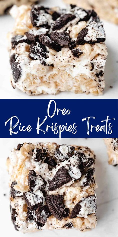 Oreo Rice Crispy Treats, Oreo Rice Krispies, Oreo Rice, Cupcakes Oreo, Oreo Fluff, Dessert Oreo, Krispie Treats Recipe, Marshmallow Treats, Rice Crispy Treats