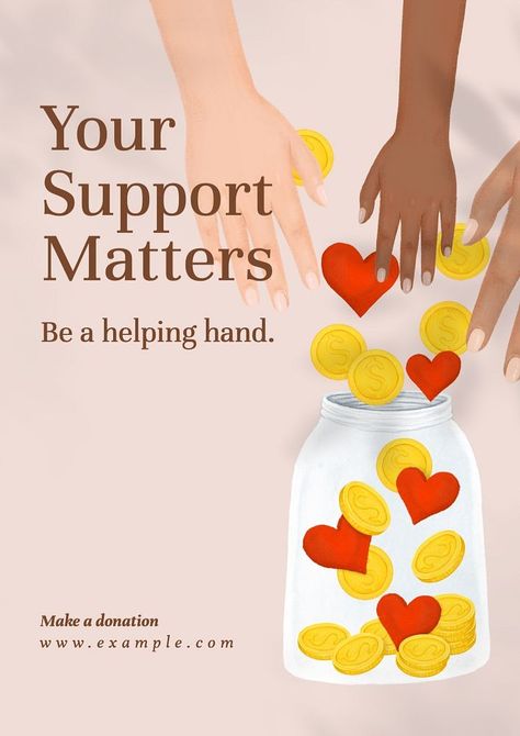 Donation Poster, Charity Poster, Helping Hands, Poster Template, ? Logo, Design