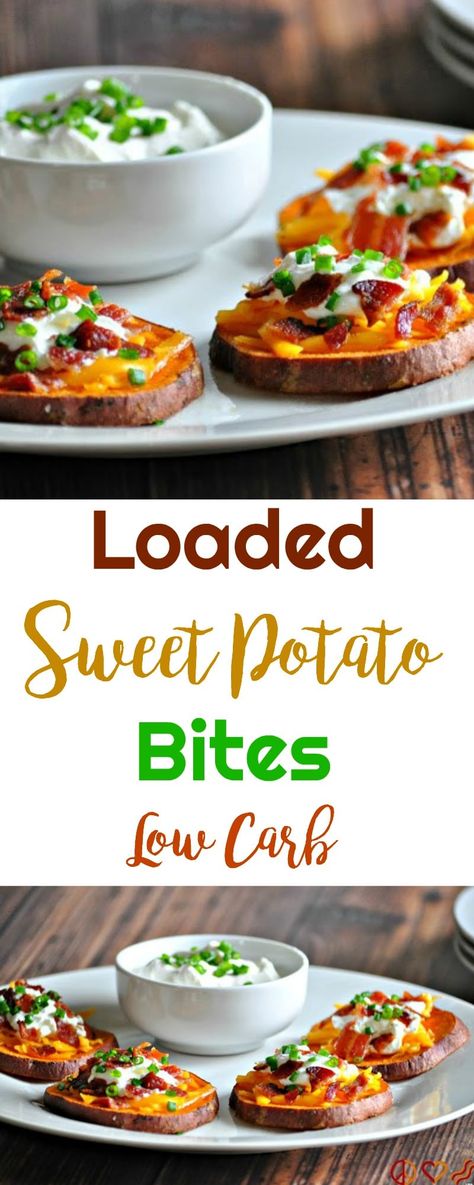 Keto Sweet Potato Recipes Low Carb, Sweet Potatoes Appetizers, Sweet Potato Bites Appetizer, Sweet Potato Appetizer Recipes, Loaded Sweet Potato Bites, Potato Meals, Sweet Potato Appetizers, Low Carb Sweet Potato, Sweet Potato Bites