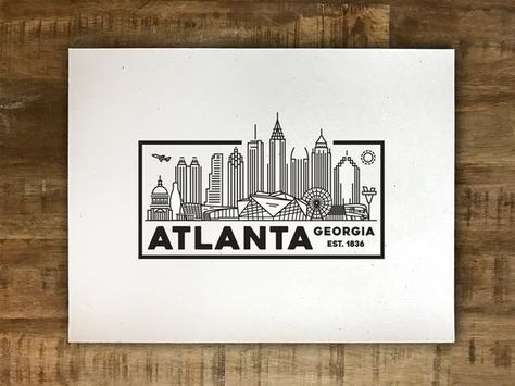 Atlanta Skyline Drawing  Mini Print/Poster  8x10 | Etsy Skyline Drawing, Atlanta Skyline, Athens Georgia, French Paper, Daily Drawing, Drawing Sketch, Print Poster, All Print, Drawing Sketches