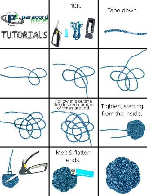 Learn how to make your own Turk's Head Paracord Coaster Paracord Coaster, Paracord Turks Head Knot, Turks Head Knot Coaster, Turks Knot, How To Make A Nautical Knot Ball, Macreme Basic Knots Keychain, Turks Head Knot, Gathering Knot Macrame, Laser Earrings