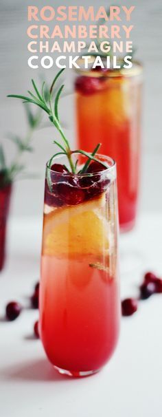 Cranberry Rosemary Champagne Cocktails are a festive, fizzy, not-too-sweet cocktail that’s perfect for the holidays. The ombre color, green rosemary sprigs, and ruby-red cranberries make them especially pretty to serve, too. #champagne #cocktail #christmas #ombre Cranberry Champagne Cocktail, Champagne Recipes Cocktails, Rosemary Simple Syrup, Champagne Cocktails, Sweet Cocktails, Rove Concepts, Best Cocktail Recipes, Champagne Cocktail, Easy Cocktails