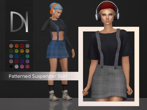 Patterned Suspender Skirt Found in TSR Category 'Sims 4 Female Everyday' Red Velet, Sims Community, Suspender Skirt, Ts4 Cc, Sims 4 Clothing, The Sims Resource, Custom Content, Sims Resource, Sims Cc