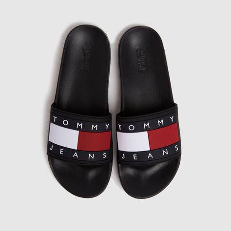 Tommy Hilfiger black flag pool slide sandals Pool Slide, Haircut Inspiration, Black Flag, Shoes Shop, Tommy Jeans, Pool Slides, Shoe Shop, Slide Sandals, Black Sandals