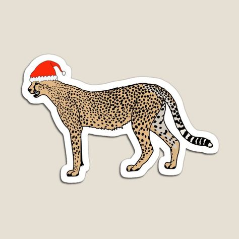 Cheetah Christmas, Cheetah Cat, Santa Hat, Cheetah Print, Christmas Themes, Design Features, Magnets, For Sale, Christmas