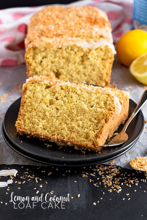 This light and zesty Lemon and Coconut Loaf Cake is made with coconut milk and has desiccated coconut in the batter to add a tropical twist to a lemon loaf! Lemon Coconut Loaf, Lemon Crumb Cake, Coconut Loaf Cake, Coconut Loaf, Chocolate Chip Cake Recipe, Lemon And Coconut, Cake Loaf, Desiccated Coconut, Breaking Bread