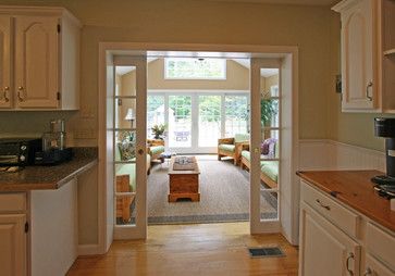 pocket glass doors sunroom | Sunroom Additions Design Ideas, Pictures, Remodel, and Decor - page 7 Sunroom Windows, Family Room Addition, 4 Season Room, Four Seasons Room, Sunroom Addition, Bedroom Addition, Sunroom Decorating, Sunroom Designs, Living Room And Kitchen