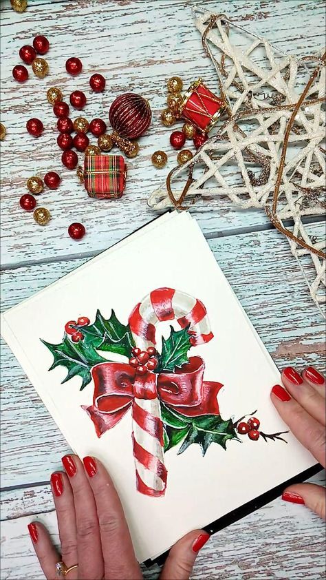 Let's create some Christmas cards! There are plentiful of Easy Christmas tutorials on my YT, check the link Drawn Christmas Cards, Watercolor Christmas Card, Christmas Card Tutorials, Xmas Drawing, Christmas Doodle, Painted Christmas Cards, Christmas Postcards, Cartoon Svg, Christmas Doodles