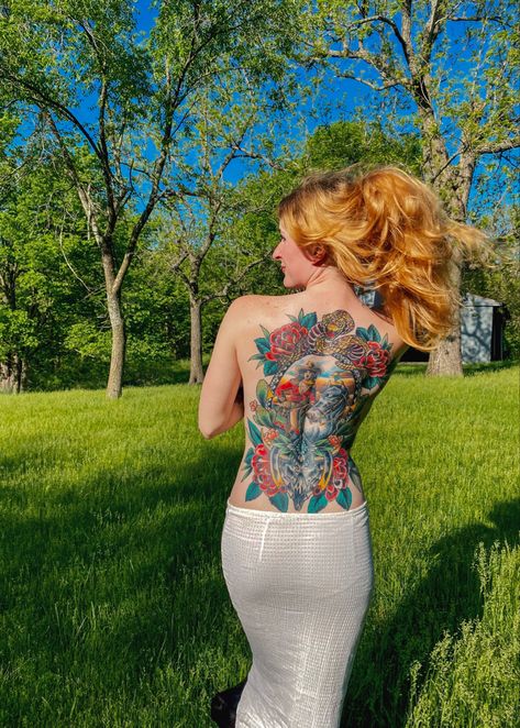 Cowgirl Back Tattoo, Traditional Western Back Tattoo, Western Back Piece Tattoo, Back Tattoos American Traditional, American Traditional Tattoo Back Piece, American Traditional Lower Back Tattoo, American Traditional Back Tattoos Women, Western Back Tattoo Women, Back Tattoo Women Traditional