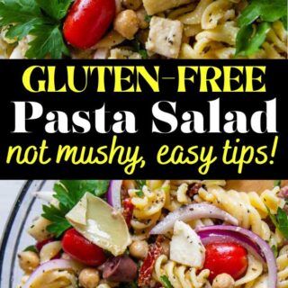 Gluten Free Pasta Salad With Chicken, Gf Pasta Salad Recipes, Gluten Free Pasta Salad Recipes, Cold Pasta Recipes, Gluten Free Pasta Salad, Tomato Pasta Salad, Gluten Free Italian, Gf Food, Potluck Ideas