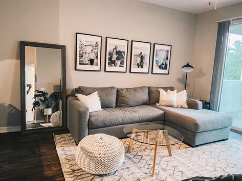 Small Living Room Decor Grey Couch, Small Living Room Ideas Grey Couch, Living Room Ideas Grey Couch, Apartment Sunroom Ideas, Living Room Ideas Grey, Boho Living Room Grey Couch, Room Ideas Grey, Couches Living Room Apartment, Living Room Decor Grey Couch