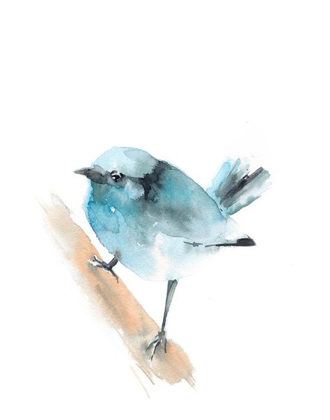 Bluebird Watercolor, Bird Nursery Art, Watercolor Bird Tattoo, Blue Bird Art, Bird Nursery, Bird Watercolor Paintings, Bird Watercolor, Minimalist Watercolor, Bird Artwork