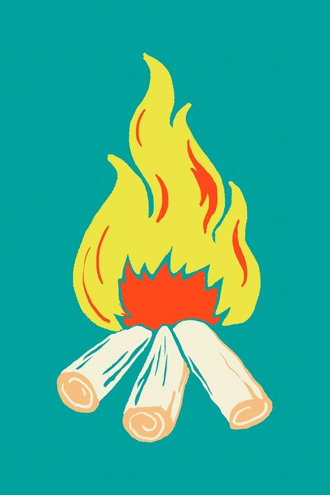 Campfire Logo, Campfire Illustration, Launch Website, Fire Illustration, Riso Printing, Camping Images, Campfire Coffee, Fall Drawings, Brand Launch