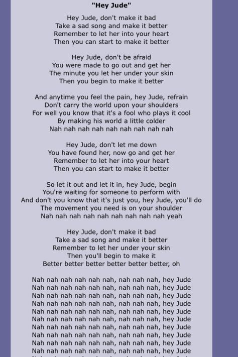 The Beatles...This song was written for Julian, Lennon's son. Songs Written, Free Song Lyrics, John Lennon Lyrics, Advice From The Beatles, Imagine Song Lyrics John Lennon, Let It Be Lyrics Beatles, Beatles Song Lyrics, Reading Sheet Music, Inspirational Music Quotes